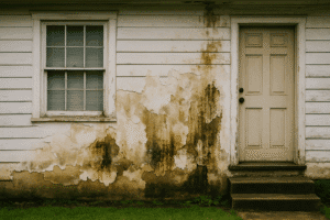 Suburban Bellevue home showing visible water damage on exterior siding