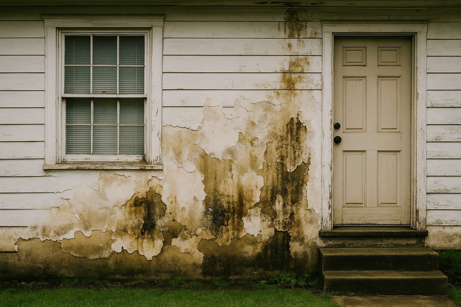 Suburban Bellevue home showing visible water damage on exterior siding