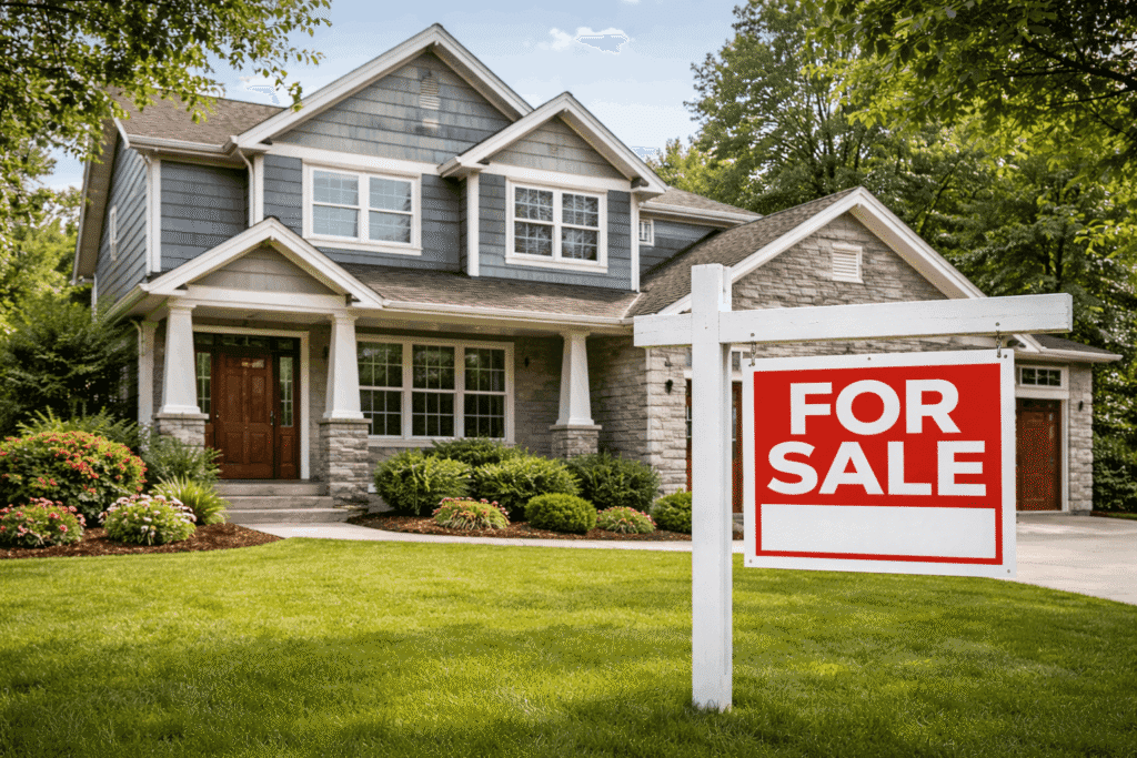 House for sale in a residential neighborhood