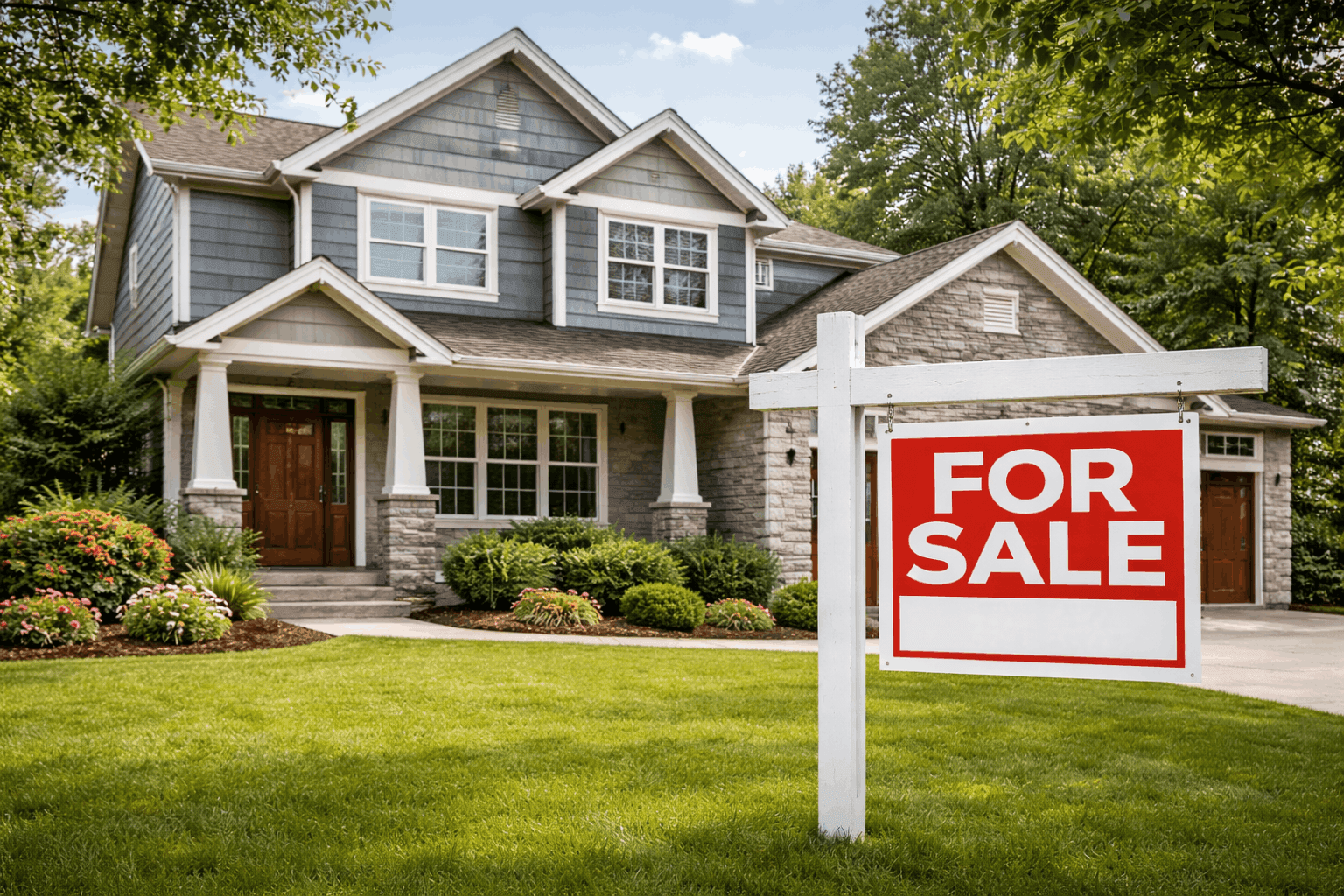 House for sale in a residential neighborhood